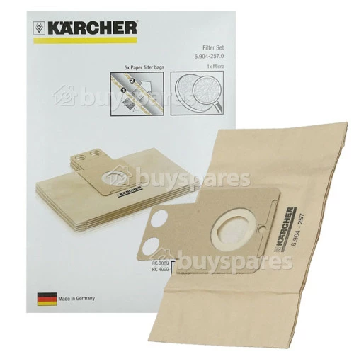 Karcher Paper Dust Bags & Micro Filter (Pack Of 5) 3 Karcher Paper Dust Bags & Micro Filter (Pack Of 5)